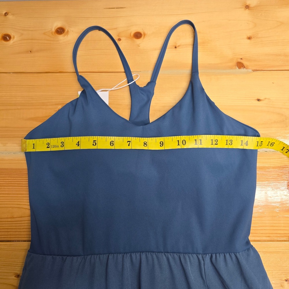 Halara Everyday Midi Chill Dress La Land Womens Medium Blue Nylon Slit Racerback - Picture 10 of 13